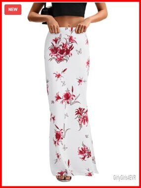 High Waist Flare Bodycon Maxi Skirt 95% Polyester 5% Spandex